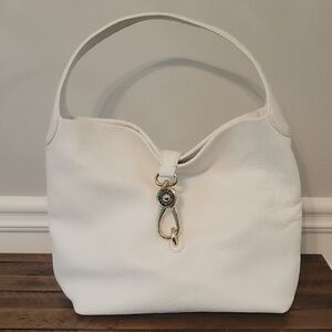 Dooney & Bourke White Hobo Bag with Gold Accent